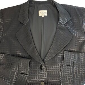VINTAGE 1973 ARMANI COLLEZIONI Women Black Houndstooth Blazer Jacket 12 PRISTINE